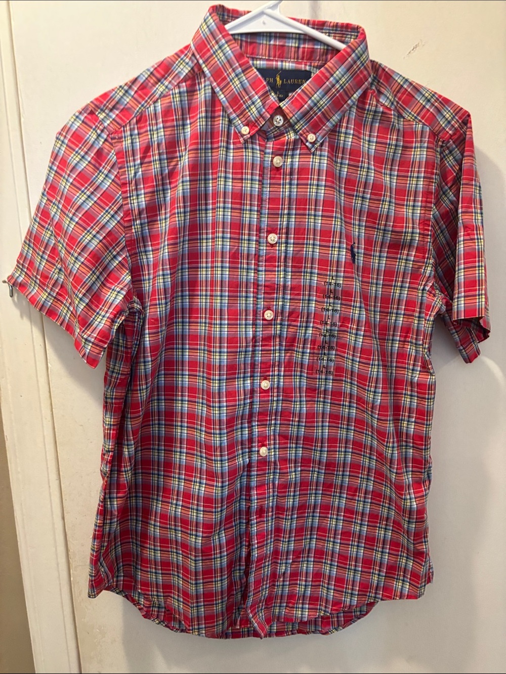 NWT Ralph Lauren large 14-16 boys Plaid S/S Button-Down Shirt NEW 26-301